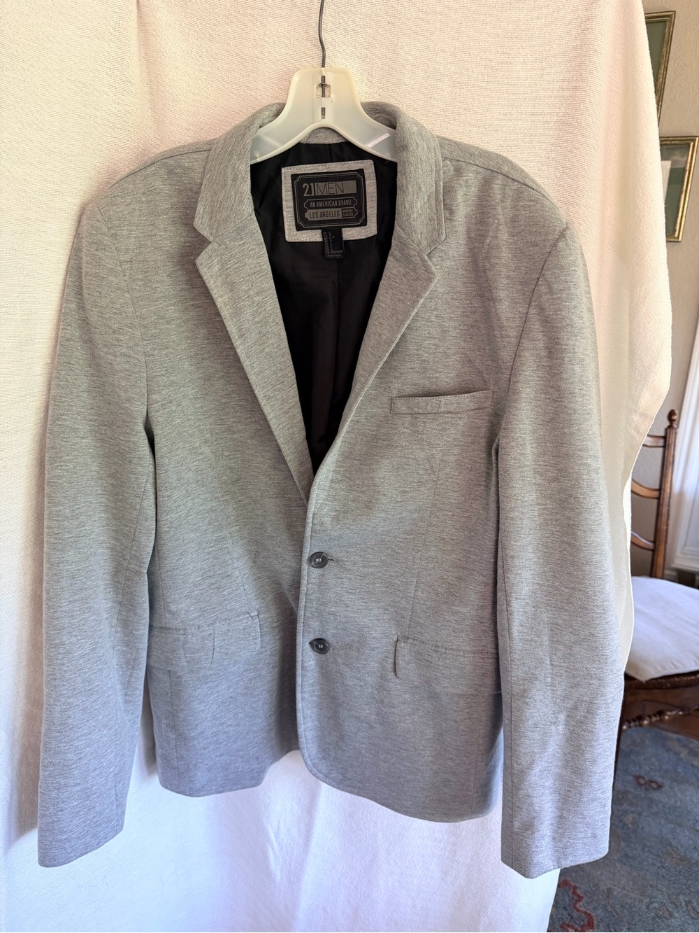 21Men Light Gray Knit Blazer - Casual Tailored Sport Coat